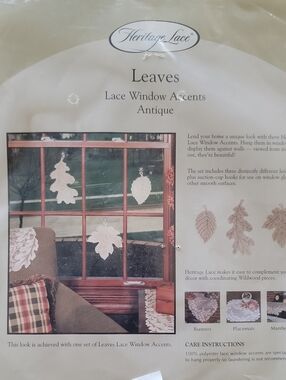 New In Bag Vintage Heritage Lace Window Accents Lace Leaves